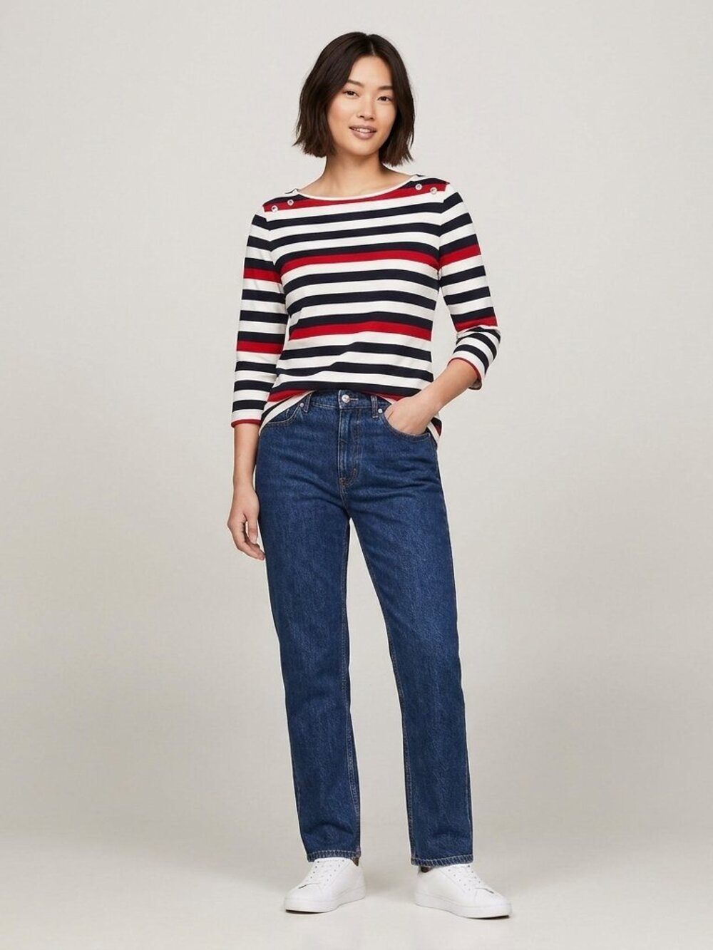 ✨ Tommy Hilfiger Nautical Boatneck Striped Top ✨ 100% Cotton Size M-XL